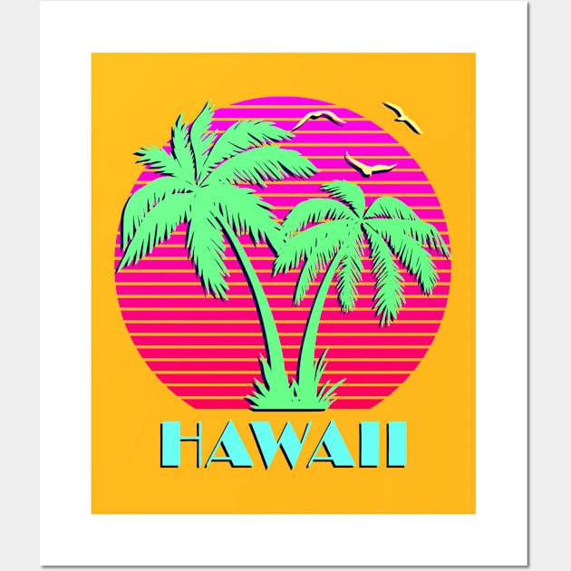 Hawaii Palm Trees Sunset Wall Art by Nerd_art